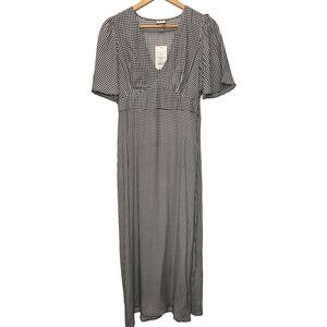 A New Day Gingham Flutter Sleeve Maxi Dress Black White Size 6